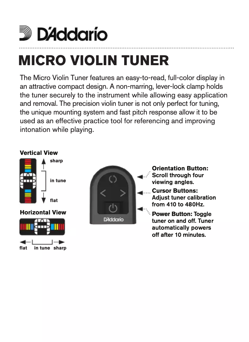 Page 1 of the manual User Manual D'Addario PW-CT-14