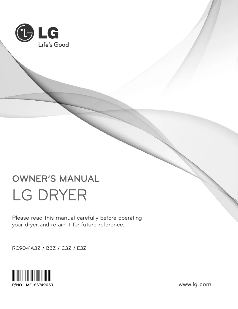 Page 1 de la notice Manuel utilisateur LG RC9041E3Z