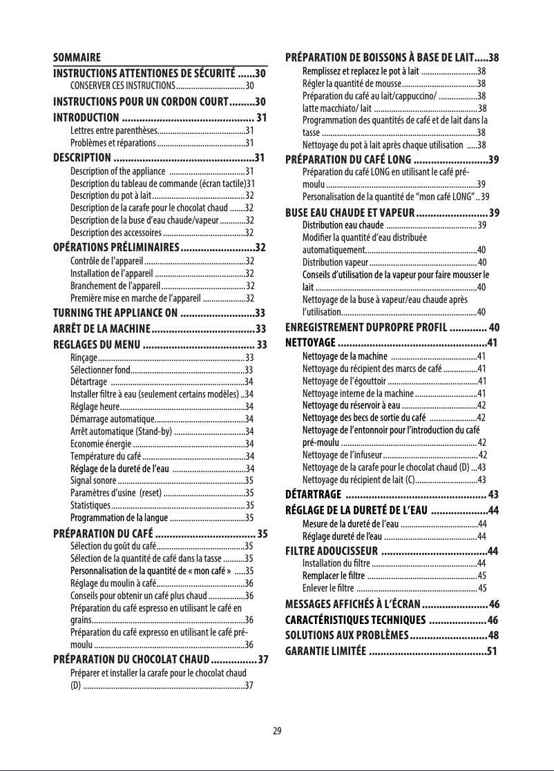 Page n°1 - Manuel utilisateur DeLonghi Scultura ECZ 351