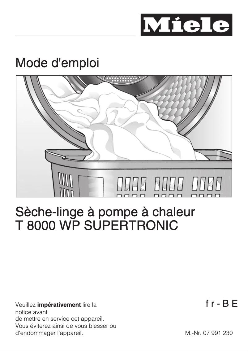Page 1 de la notice Manuel utilisateur Miele T 8000 WP Supertronic