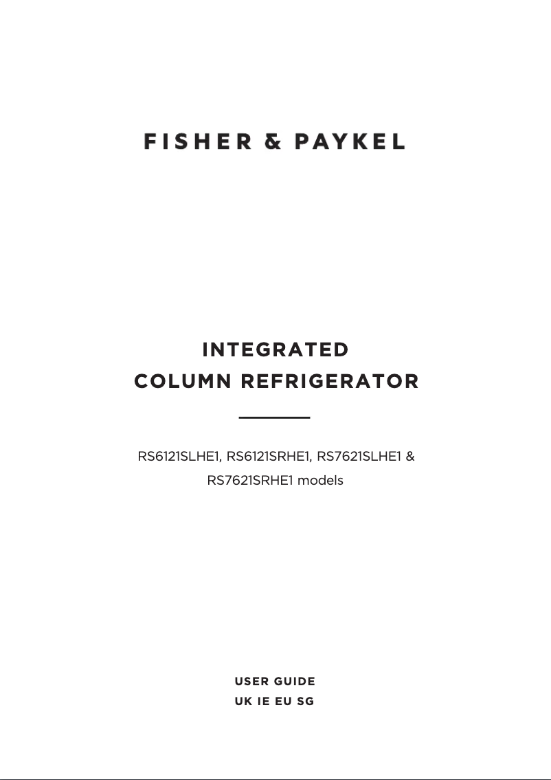 Page n°1 - Manuel utilisateur Fisher & Paykel RS7621SRHE1