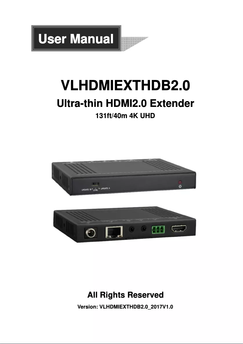 Page n°1 - Manuel utilisateur Vivolink VLHDMIEXTHDB2.0