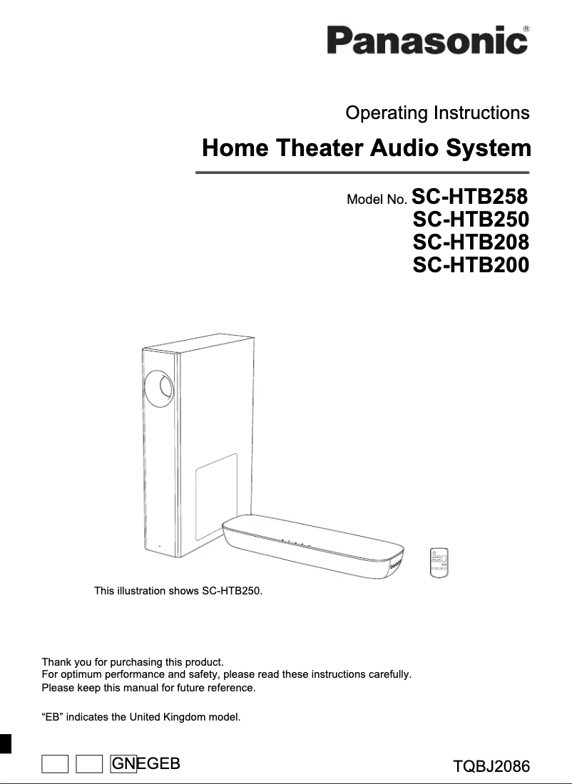 Image de la première page du manuel de l'appareil SC-HTB258
