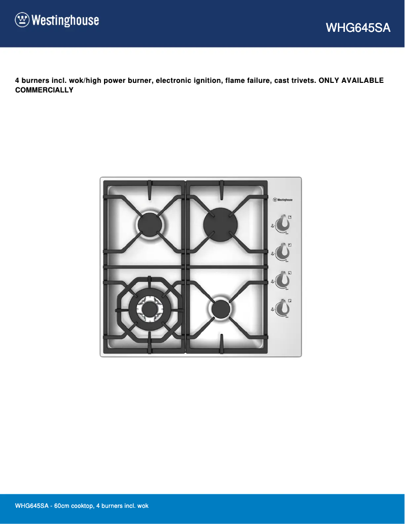 Image de la première page du manuel de l'appareil WHG645SA