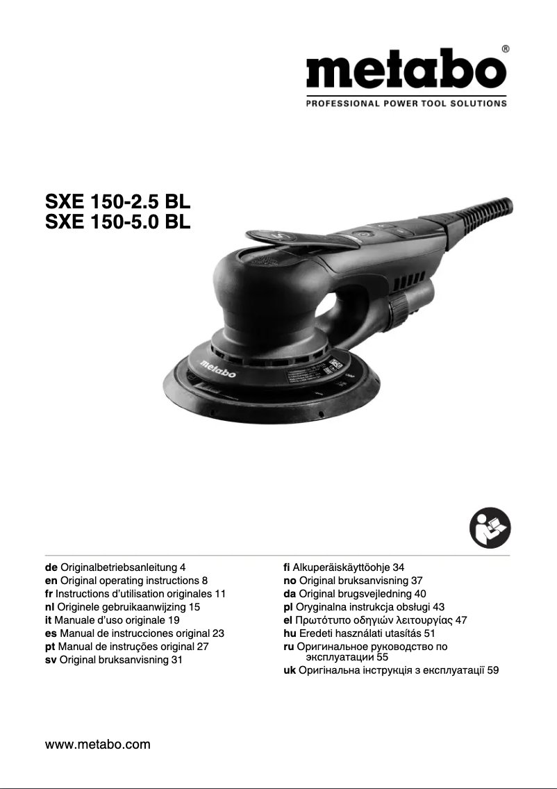 Page n°1 - Manuel utilisateur Metabo SXE 150-2.5 BL