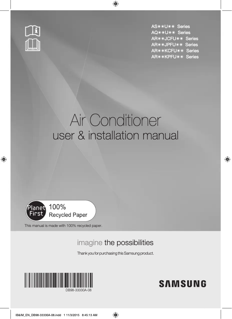 Image de la première page du manuel de l'appareil AR25JPFUPWK