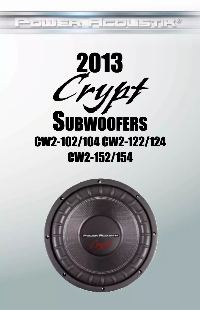 Page 1 de la notice Manuel utilisateur Power Acoustik Crypt CW2-124