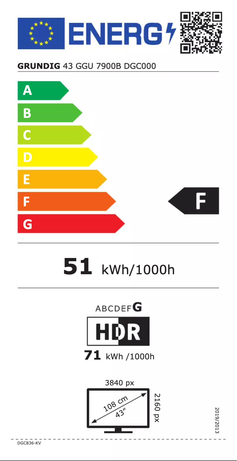 Page n°1 - Label énergétique Grundig 43GGU7900B
