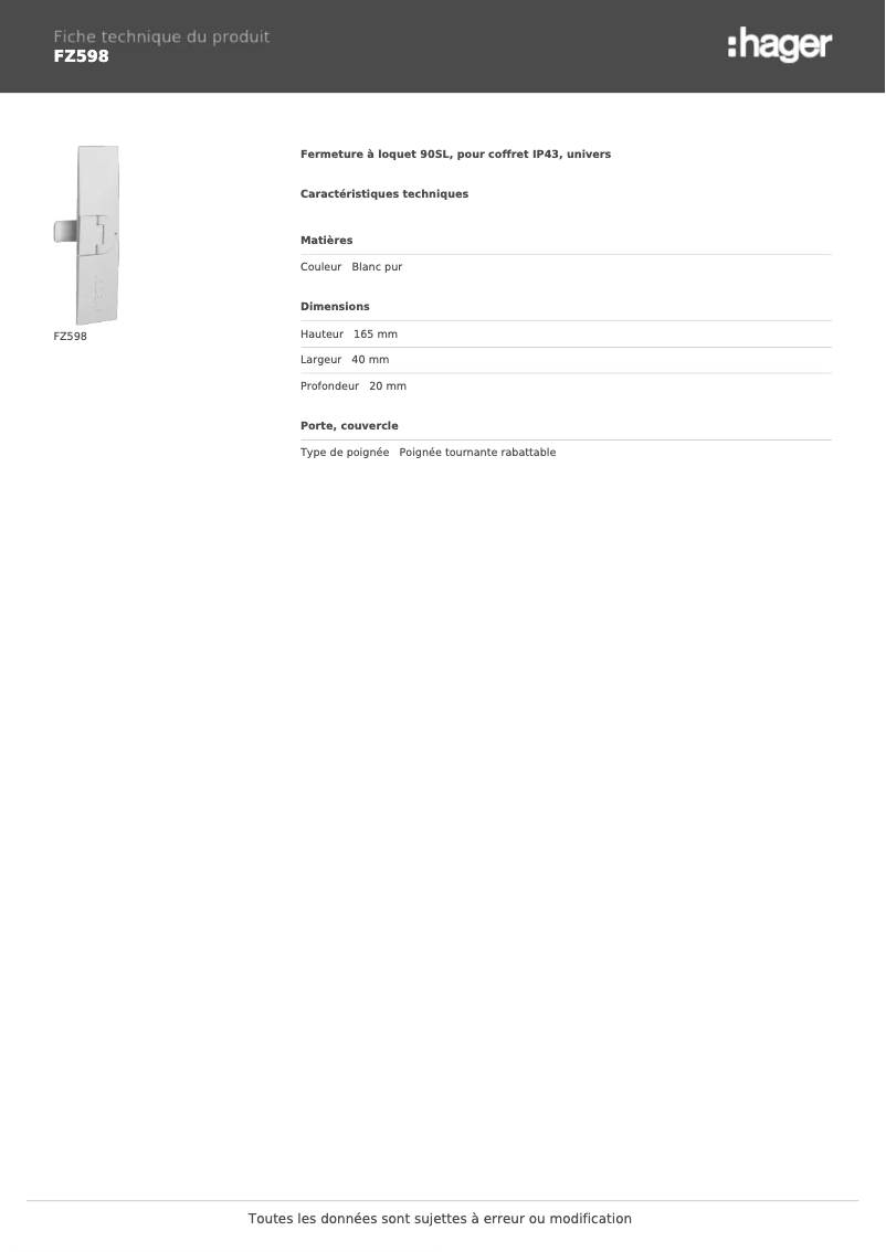 Image de la première page du manuel de l'appareil FZ598