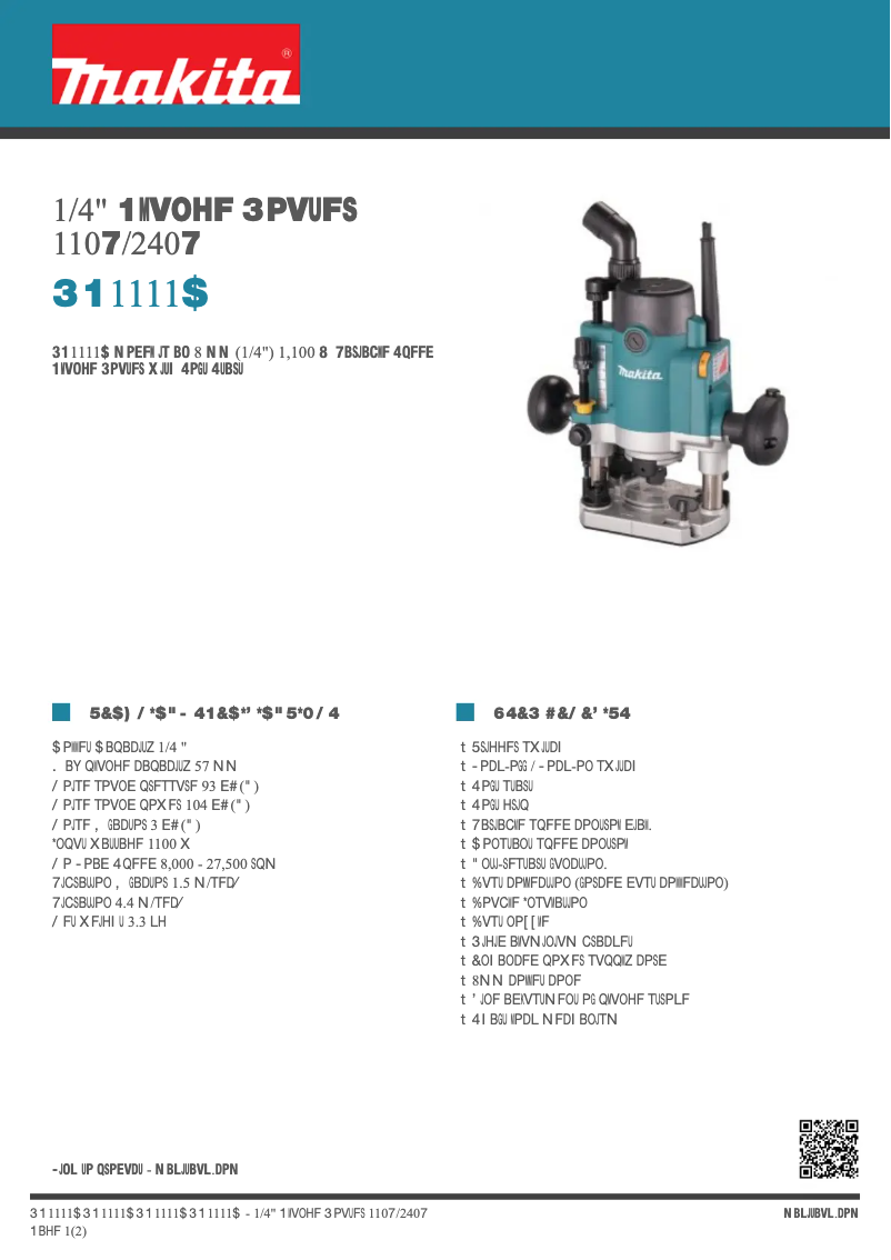 Page n°1 - Fiche technique Makita RP1111C