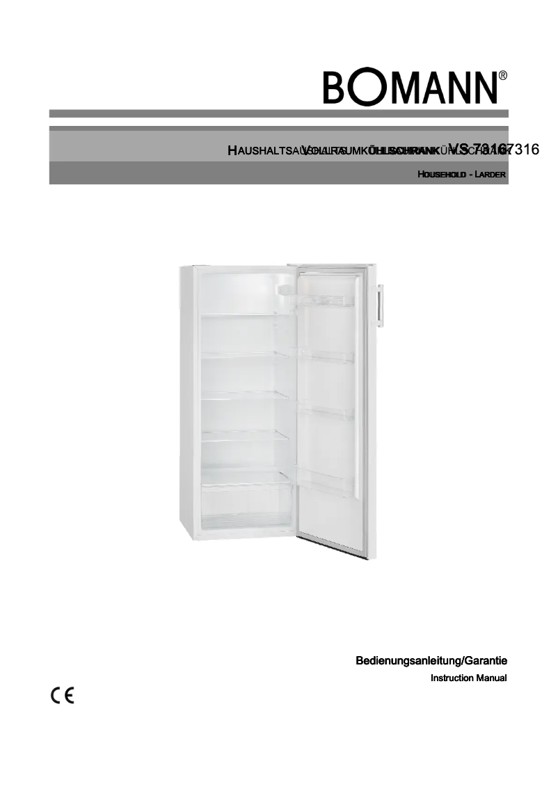 Page 1 de la notice Manuel utilisateur Bomann VS 7316