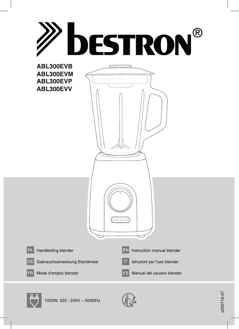 Page n°1 - Manuel utilisateur Bestron ABL300EVP