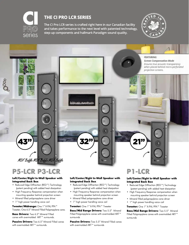 Page 1 of the manual Technical Sheet Paradigm CI Pro P1-LCR