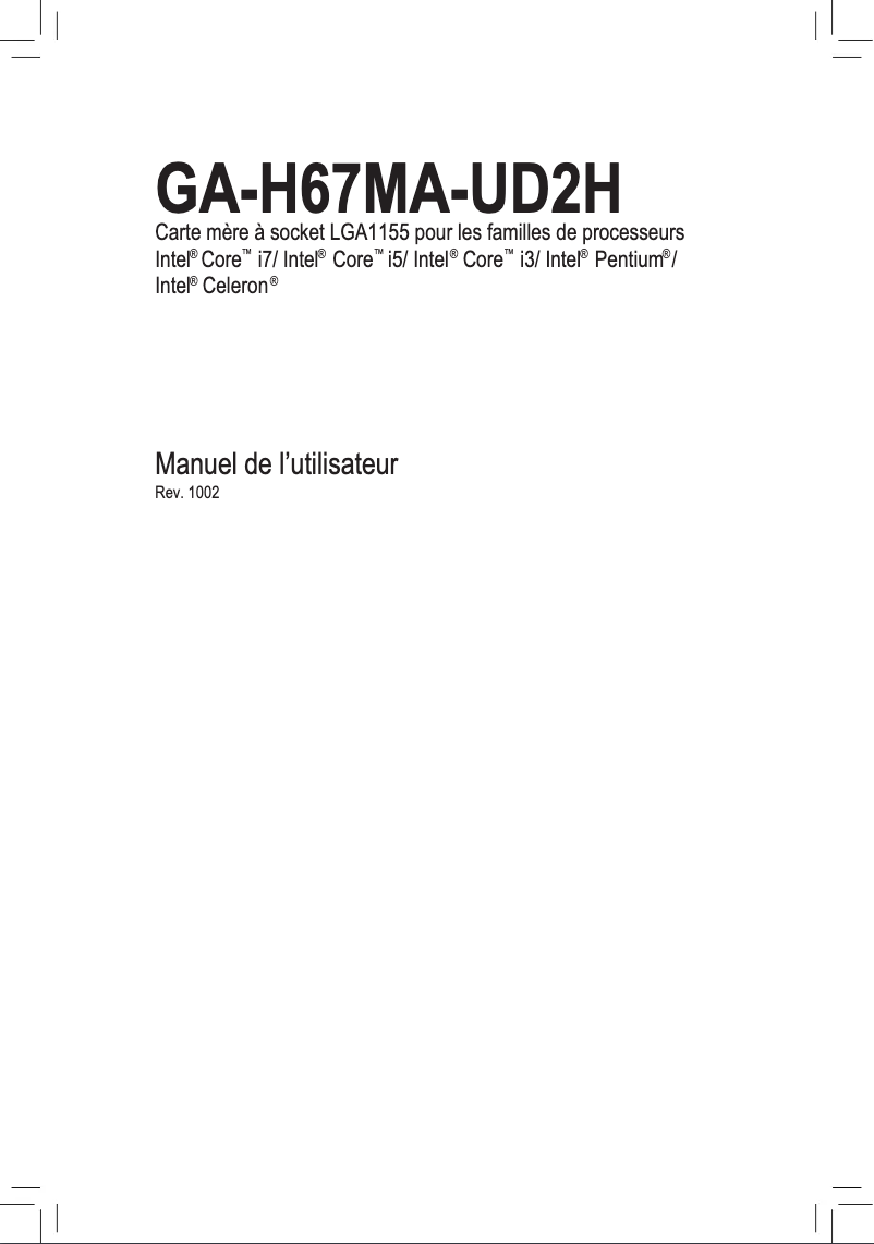 Page n°1 - Manuel utilisateur Gigabyte GA-H67MA-UD2H