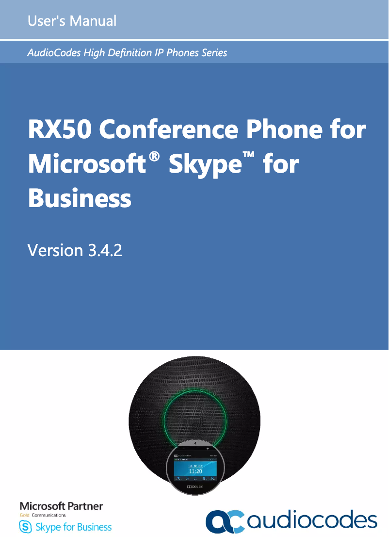 Page n°1 - Manuel utilisateur Audiocodes RX50