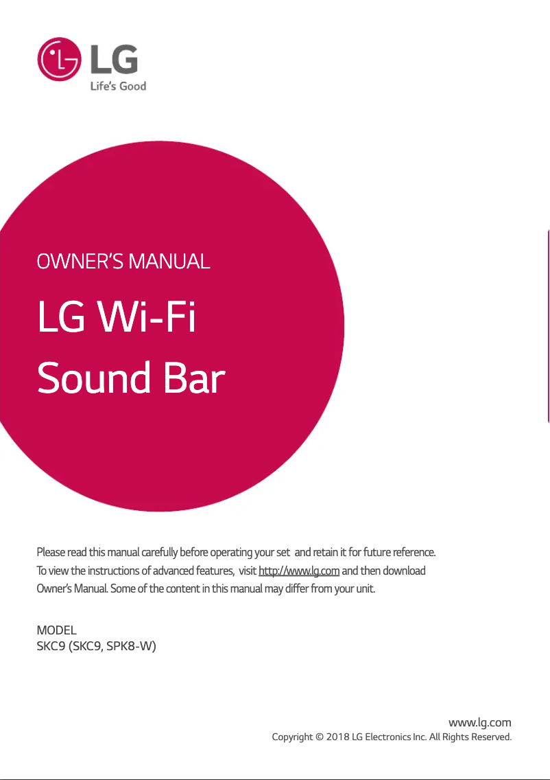 Page n°1 - Manuel utilisateur LG SKC9