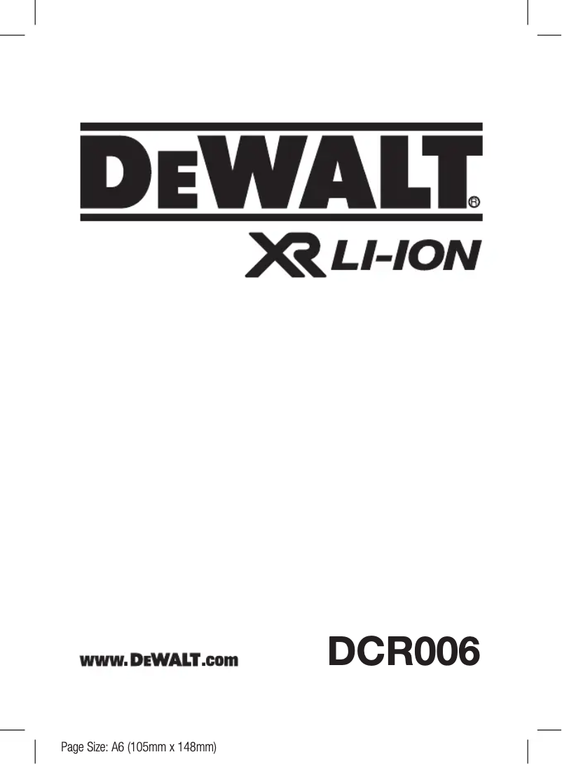 Page n°1 - Manuel utilisateur DeWalt DCR006