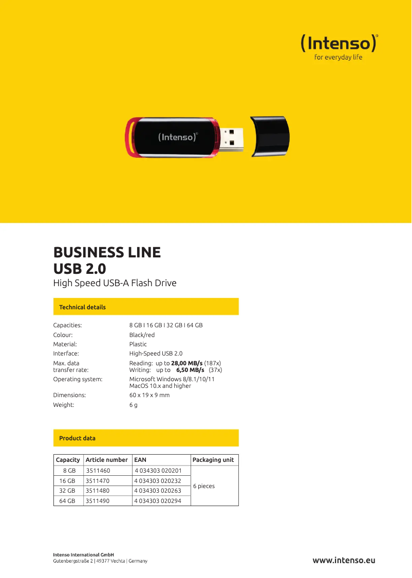 Page n°1 - Manuel utilisateur Intenso Business Line USB 2.0