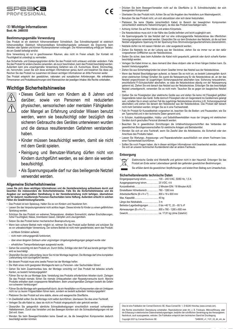 Page 1 de la notice Manuel utilisateur Speaka SP-SSW-300