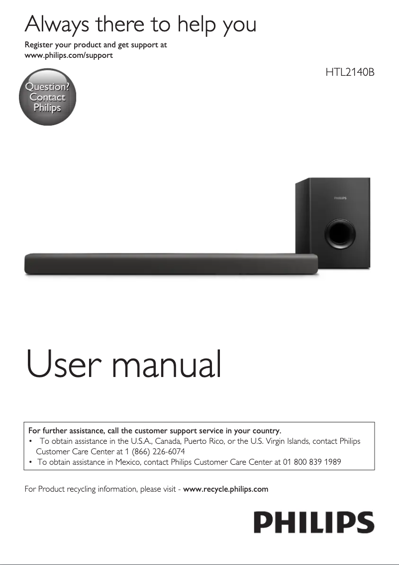 Page n°1 - Manuel utilisateur Philips HTL2140B