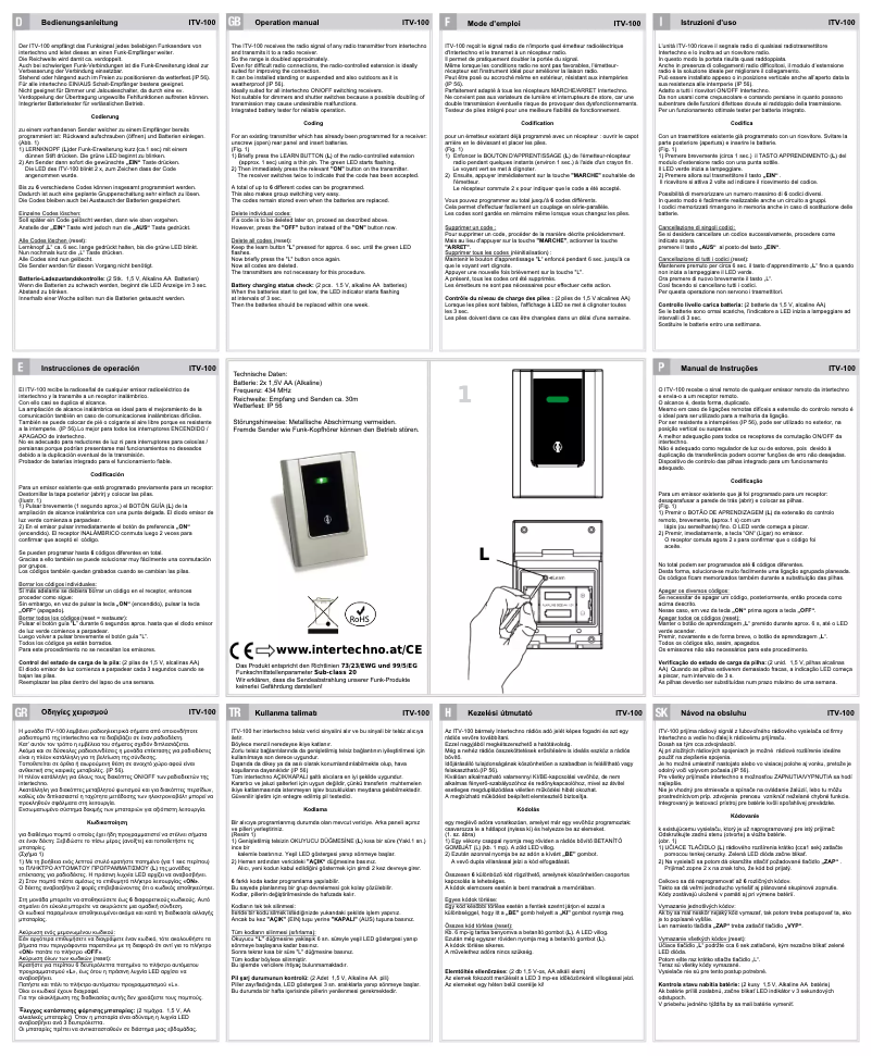 Página 1 del manual Manual de usuario Intertechno ITV-100