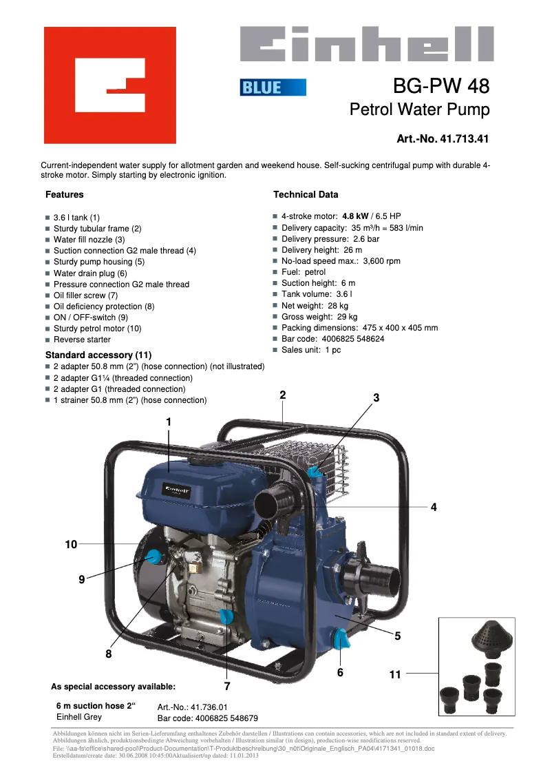 Image de la première page du manuel de l'appareil BG-PW 48