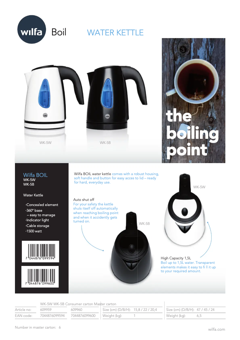 Página 1 del manual Folleto Wilfa Quick Boil WK-5