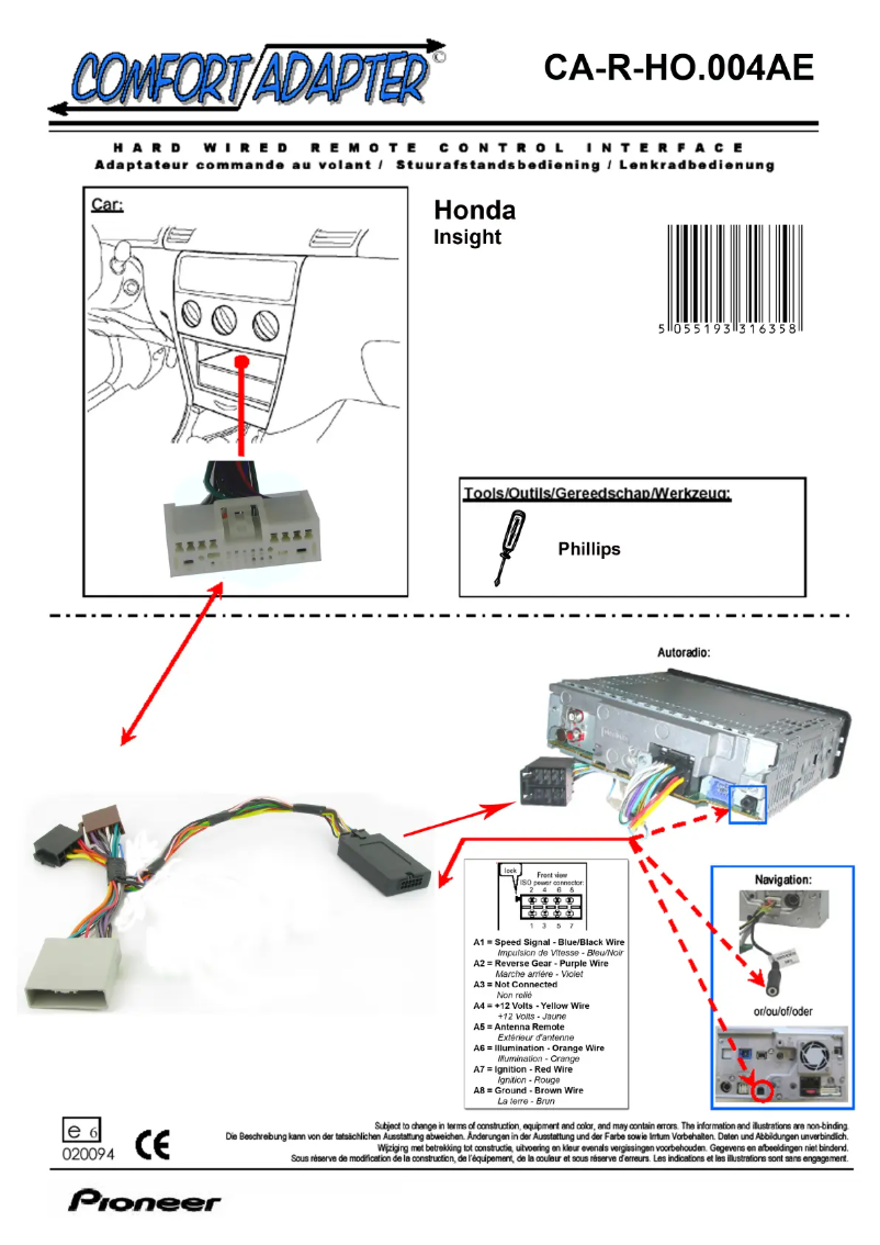 Page 1 de la notice Manuel utilisateur Pioneer CA-R-HO.004AE