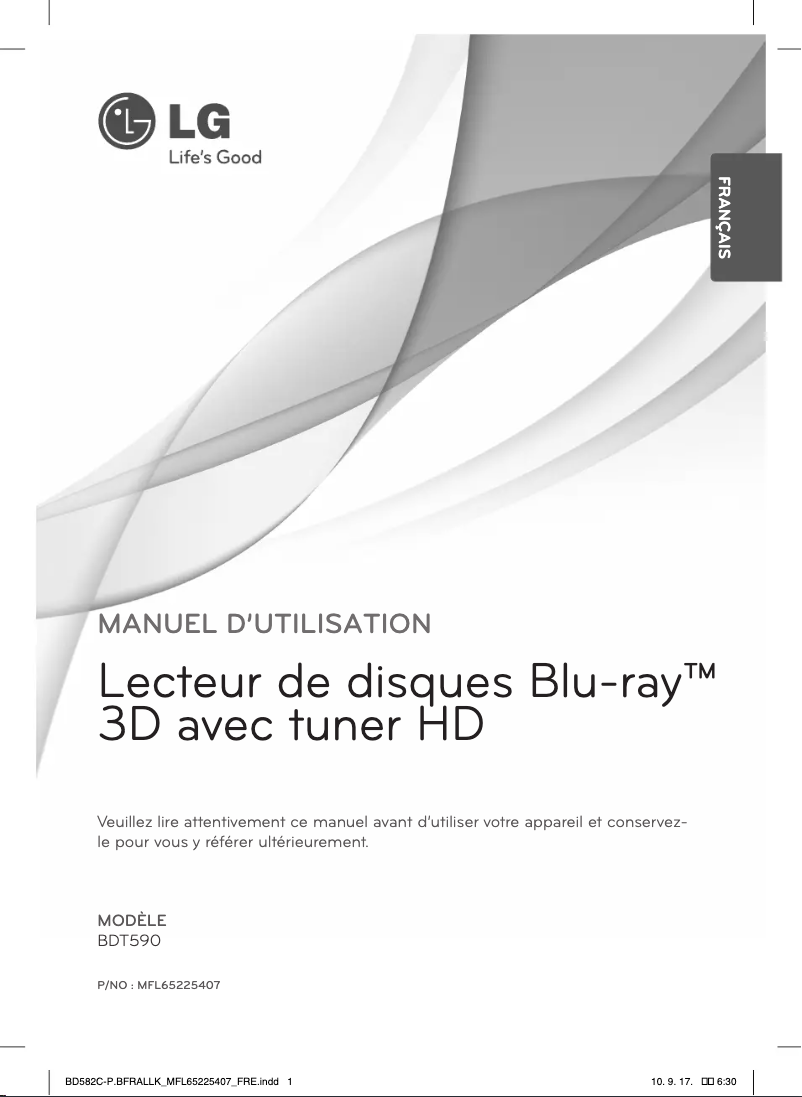 Page 1 de la notice Manuel utilisateur LG BDT590