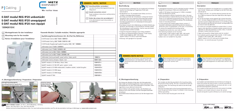 Image de la première page du manuel de l'appareil 1309426103-E