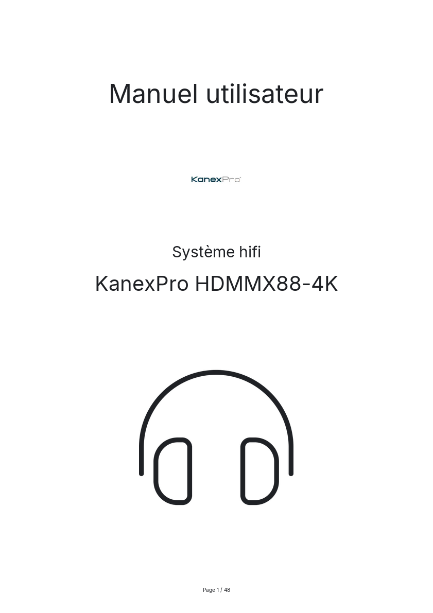Page n°1 - Manuel utilisateur KanexPro HDMMX88-4K