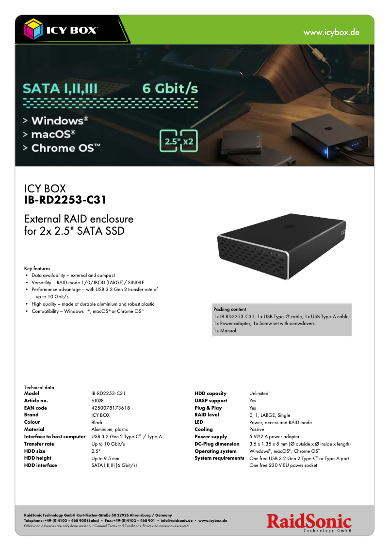 Page n°1 - Fiche technique Icy Box IB-RD2253-C31