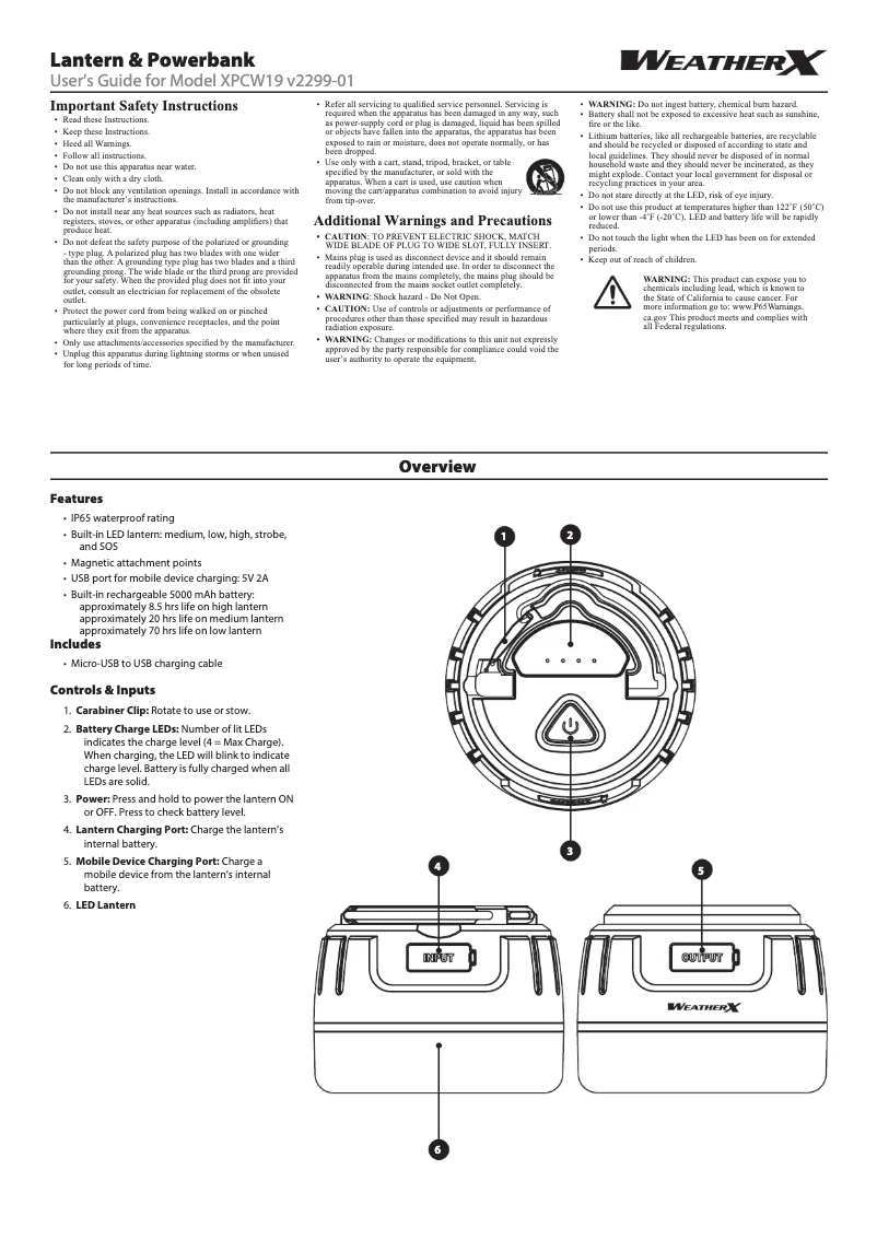 Page n°1 - Manuel utilisateur Weather X XPCW19