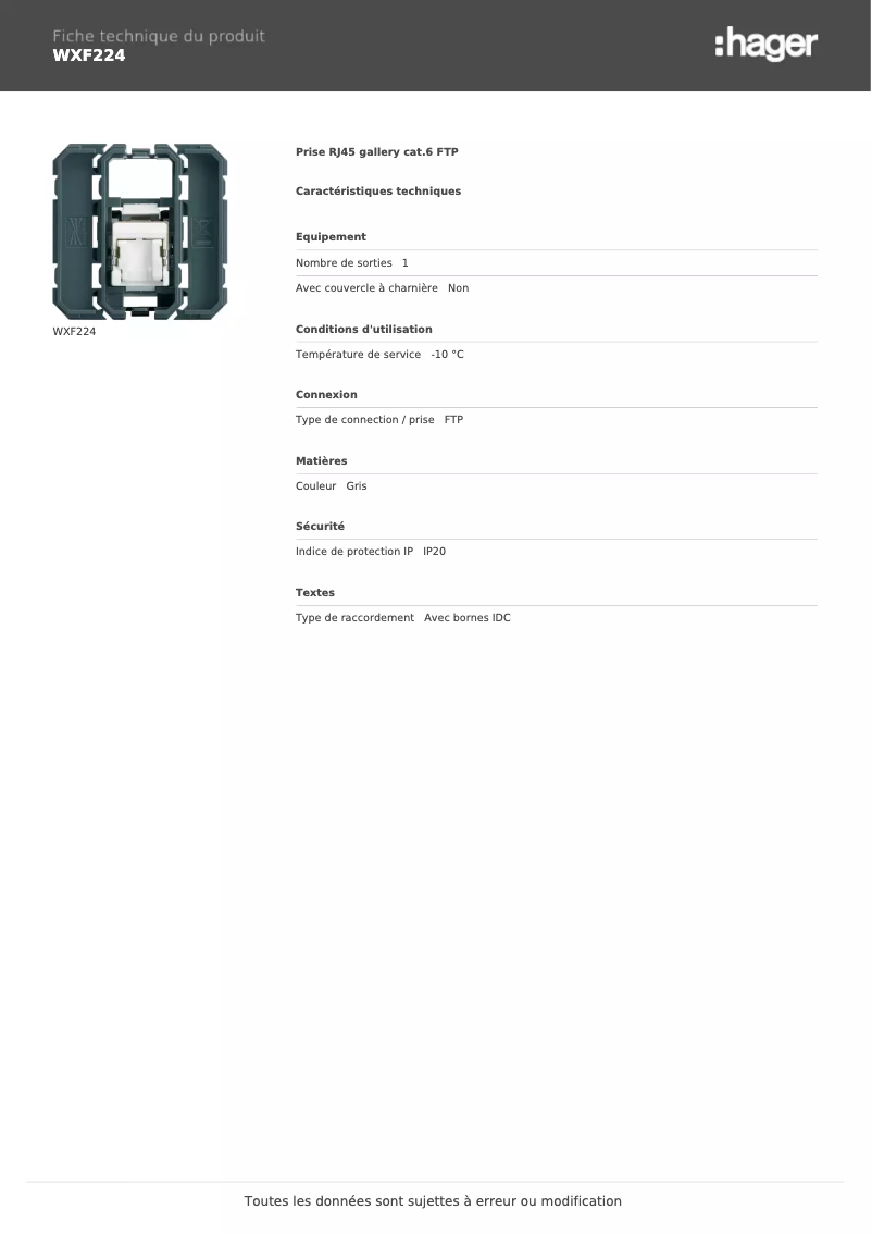 Image de la première page du manuel de l'appareil WXF224