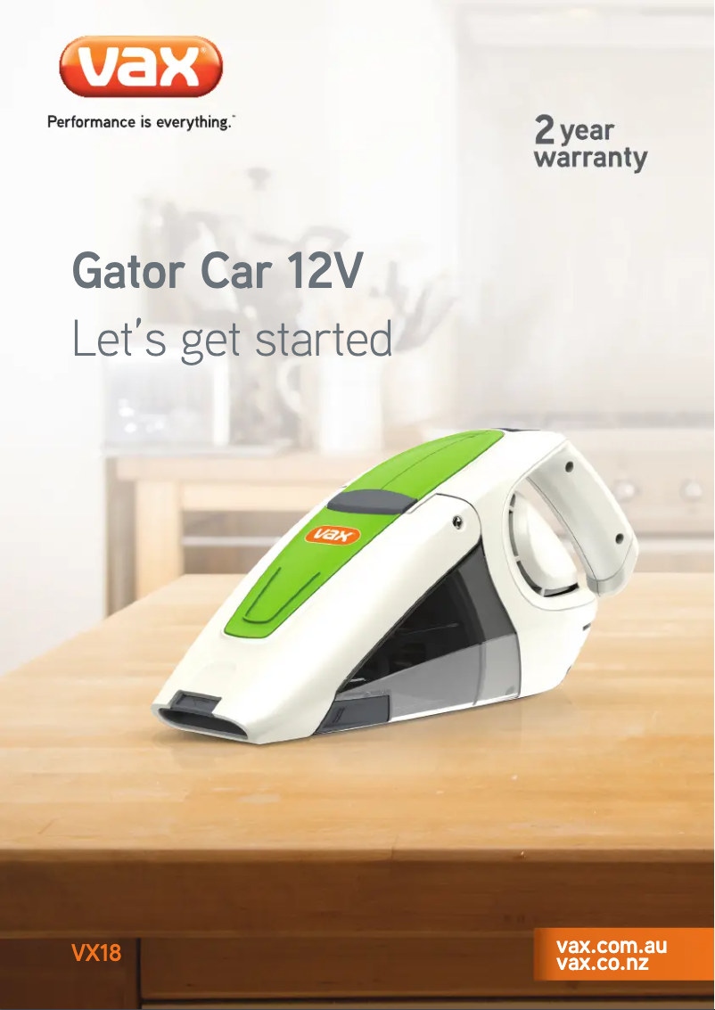 Page n°1 - Manuel utilisateur Vax Gator 12V VX18