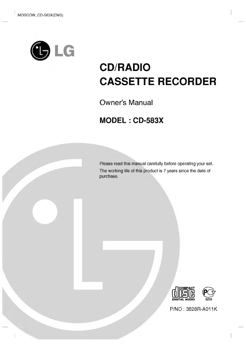 Page n°1 - Manuel utilisateur LG CD-583X