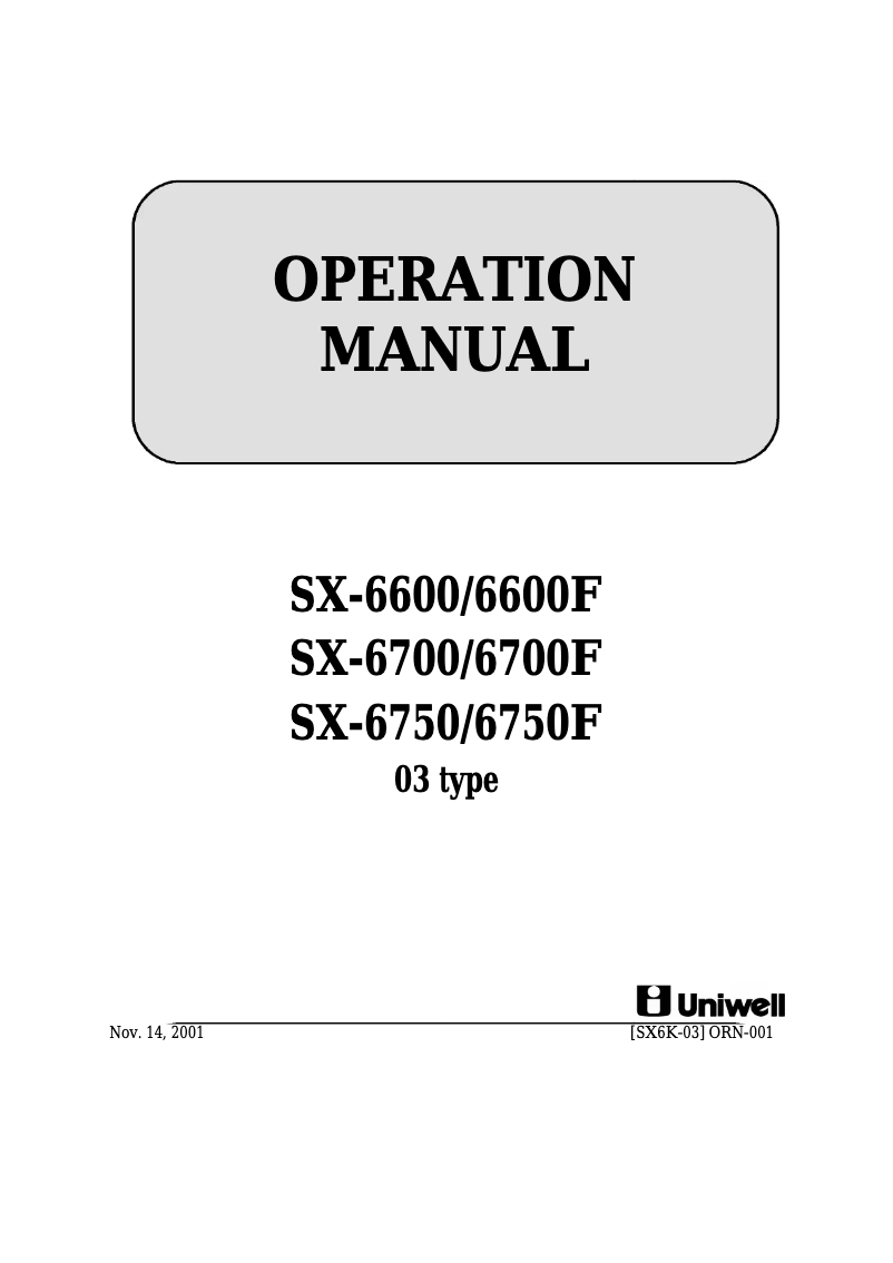 Página 1 del manual Manual de usuario Uniwell SX-6600