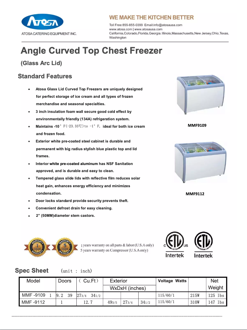 Page n°1 - Manuel utilisateur Atosa Commercial MMF9109