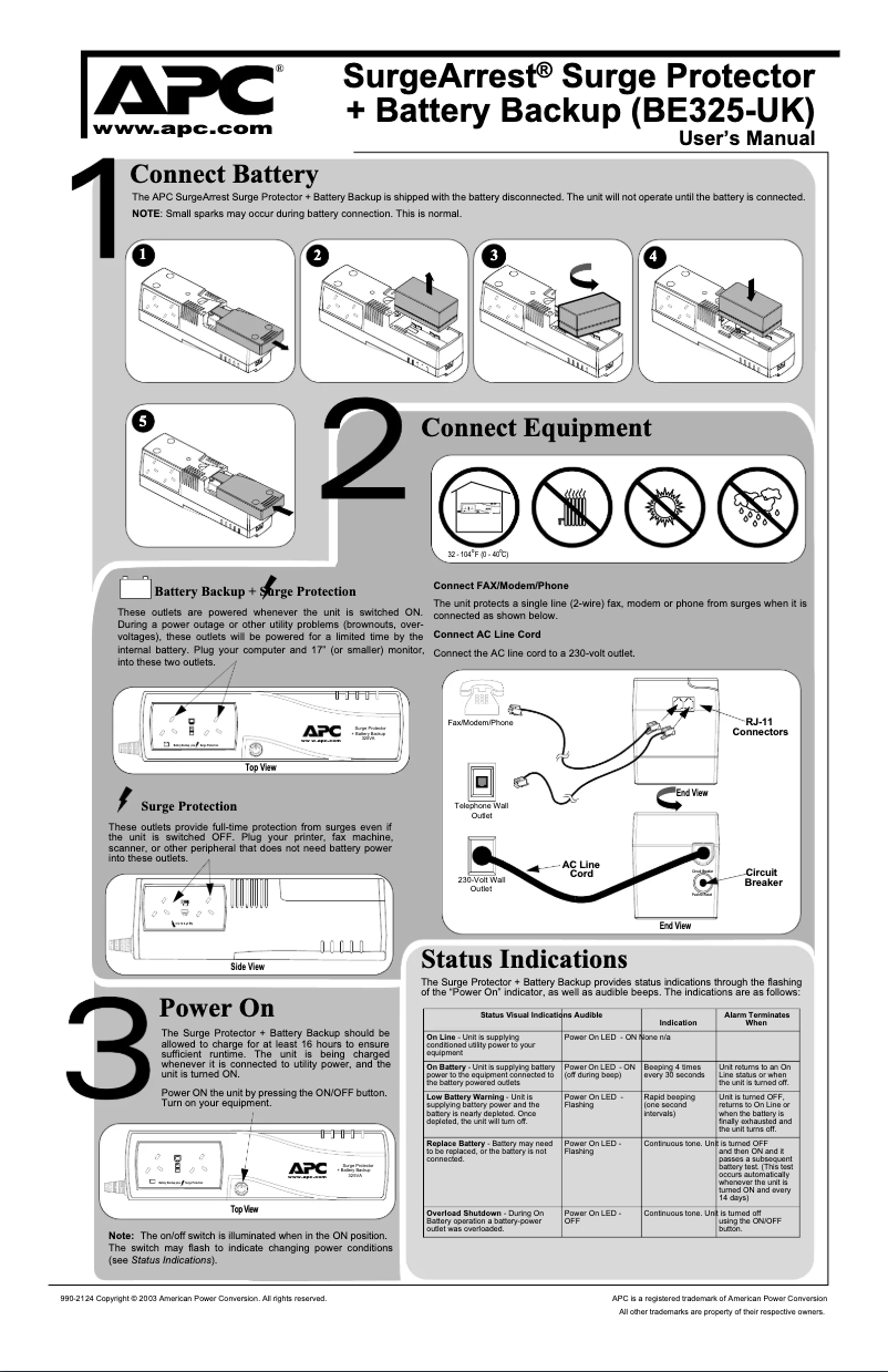 Image de la première page du manuel de l'appareil BE325-UK