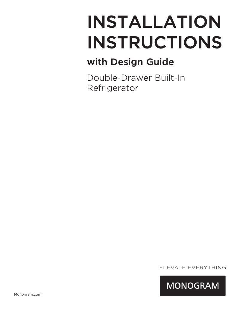 Page 1 de la notice Guide d'installation GE ZIDI240PII
