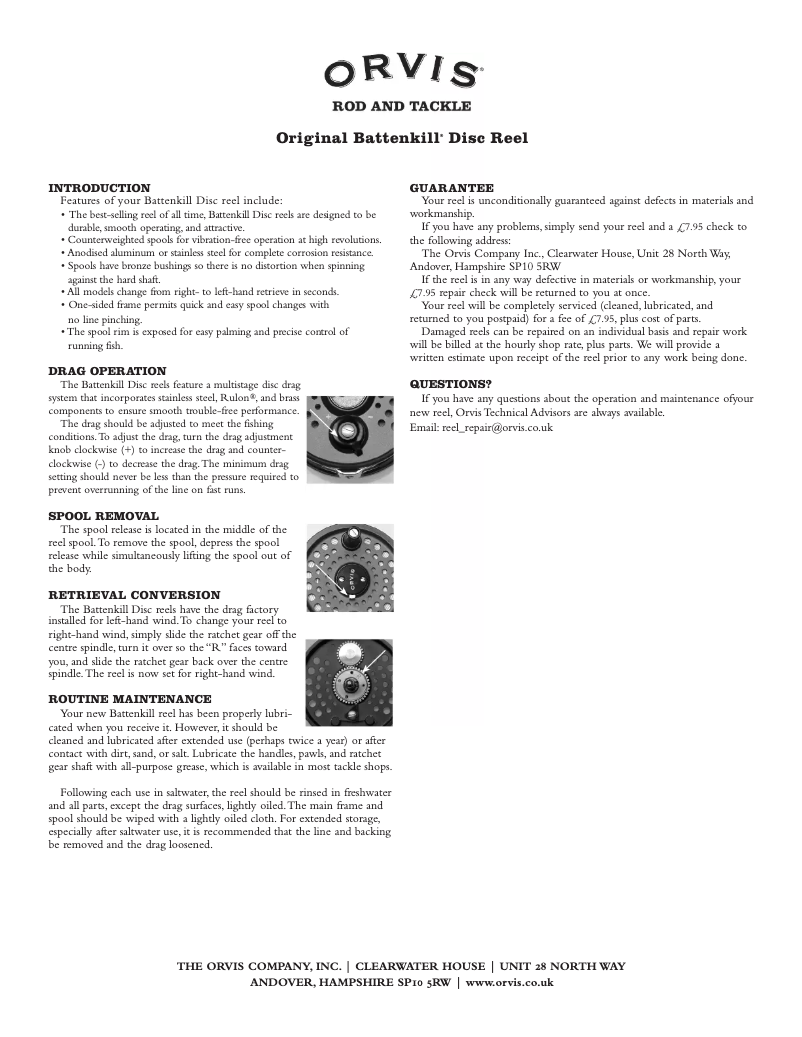 Page 1 de la notice Manuel utilisateur Orvis Battenkill Disc 5/6