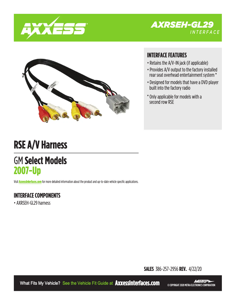 Page 1 de la notice Fiche technique AXESS AXRSEH-GL29
