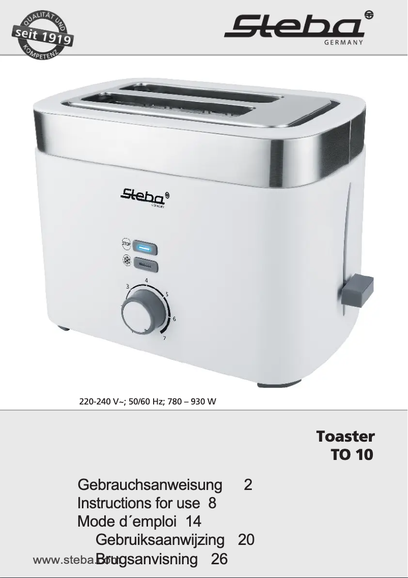 Image de la première page du manuel de l'appareil TO 10