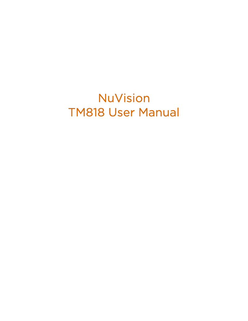 Page n°1 - Manuel utilisateur NuVision TM818