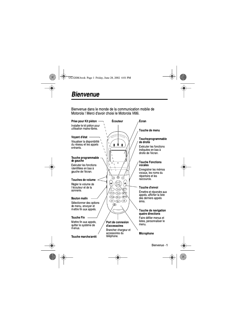 Page 1 de la notice Manuel utilisateur Motorola V66I