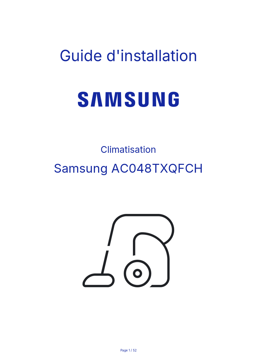Page n°1 - Guide d'installation Samsung AC048TXQFCH