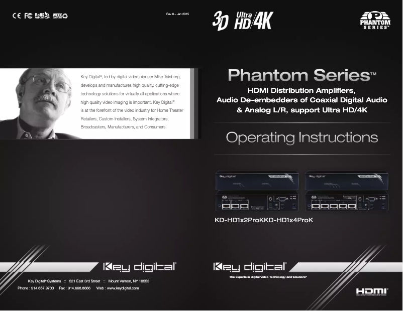 Page 1 de la notice Manuel utilisateur Key Digital Phantom KD-HD1X2PROK