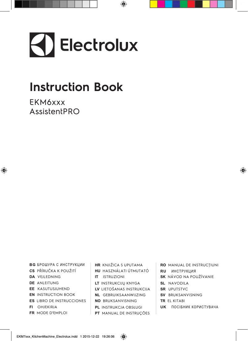 Page n°1 - Manuel utilisateur Electrolux AssistentPRO EKM6100
