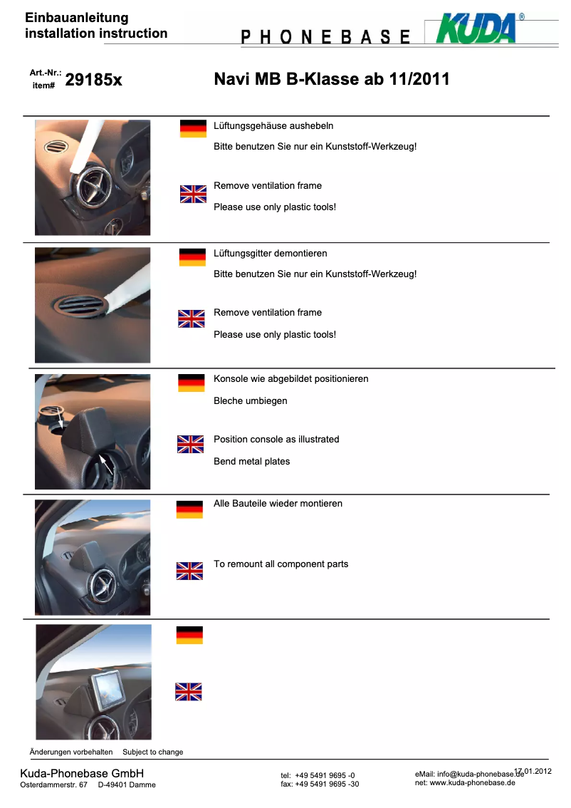 Page 1 de la notice Manuel utilisateur Kuda 291855