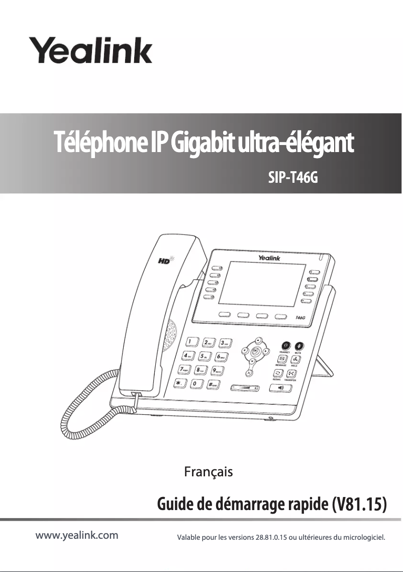 Page 1 of the manual Quick Start Guide Yealink SIP-T46G